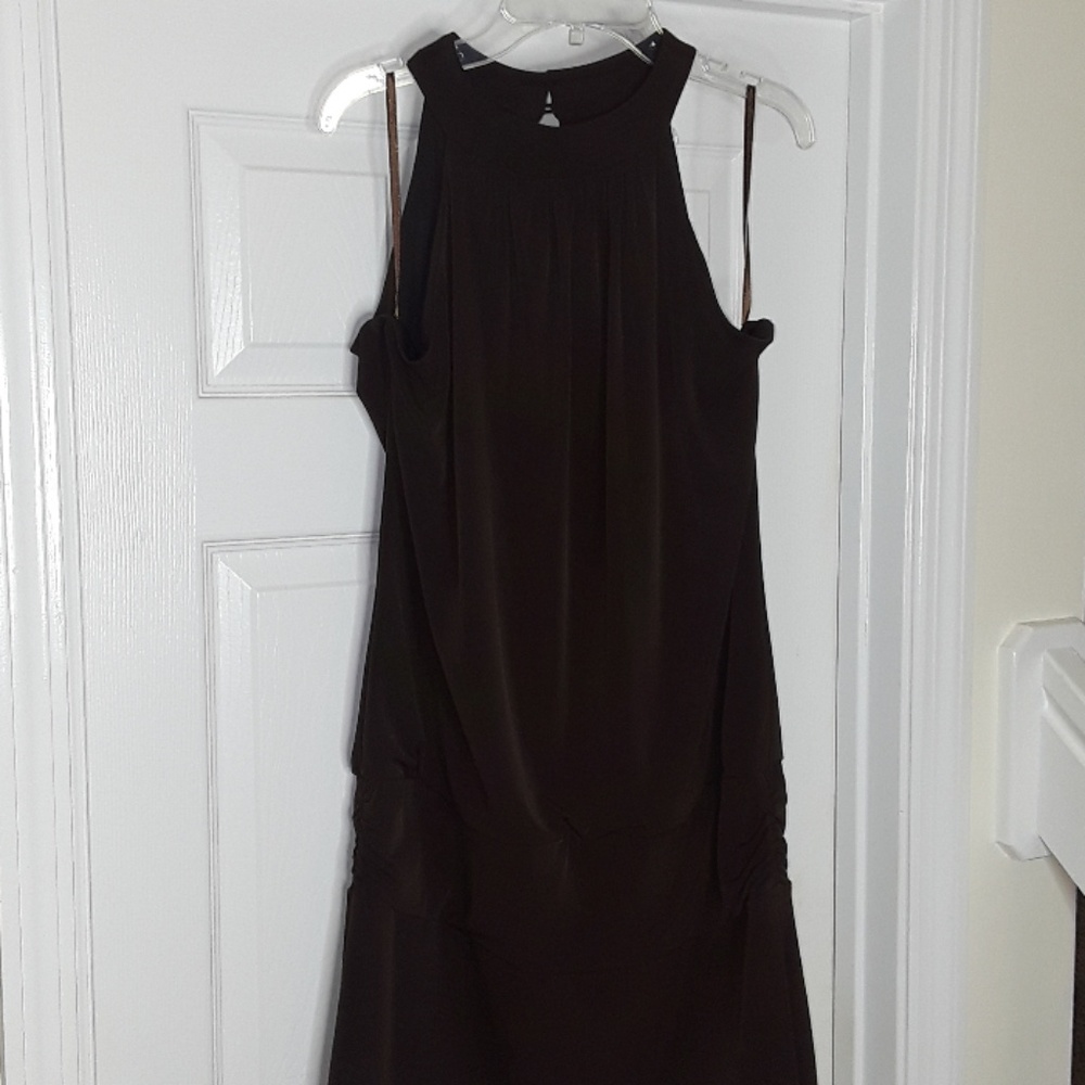 Brown Halter Neck Sleeveless Dress